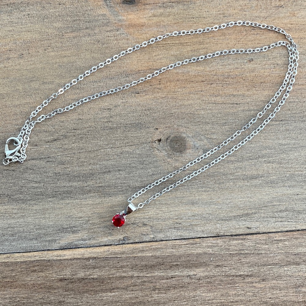 Red stone necklace January birthstone